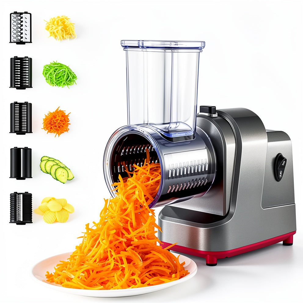 250W Electric Vegetable Slicer & Cheese Grater 5-in-1