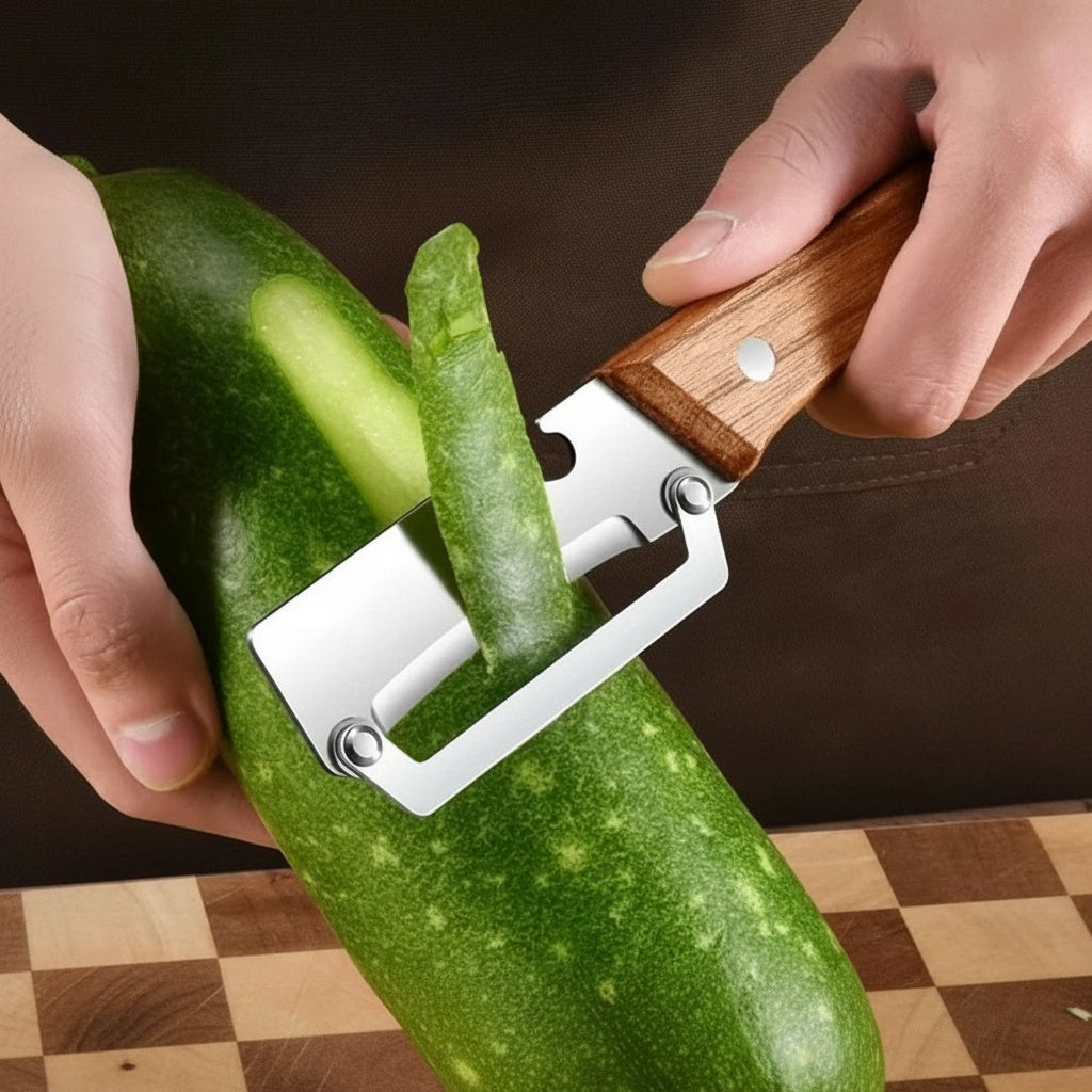 Stainless Steel Fruit & Vegetable Peeler With Wooden Handle