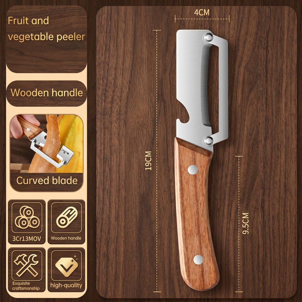 Stainless Steel Fruit & Vegetable Peeler With Wooden Handle