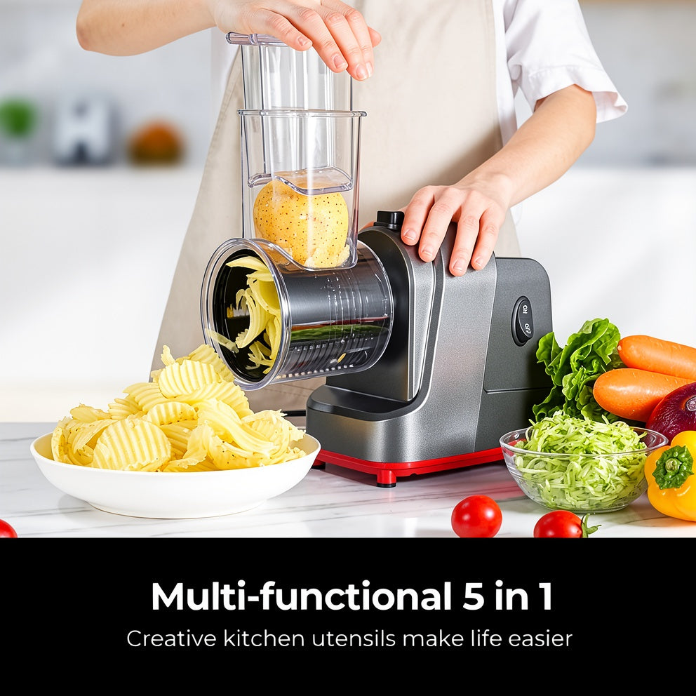 250W Electric Vegetable Slicer & Cheese Grater 5-in-1
