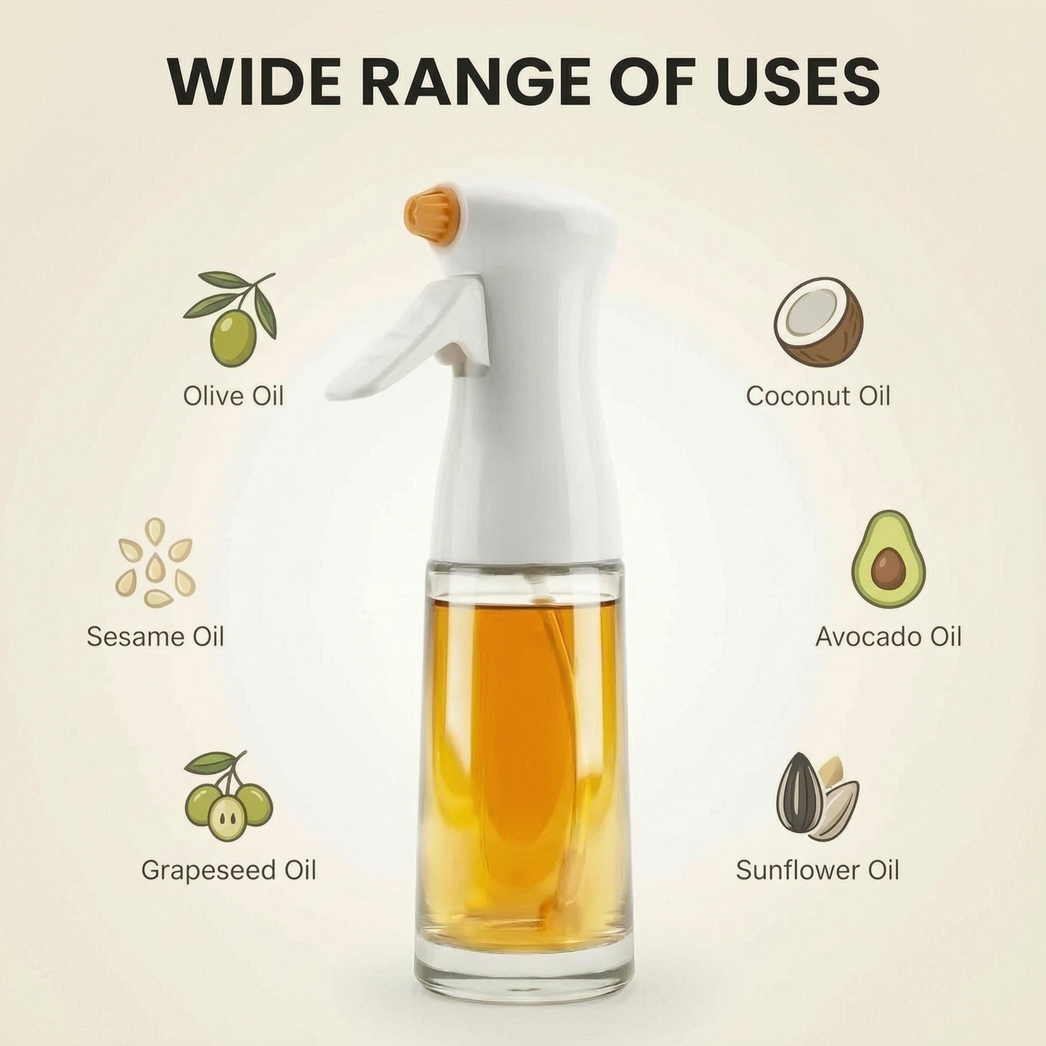 200ML Glass Oil Sprayer For Air Fryer & Cooking