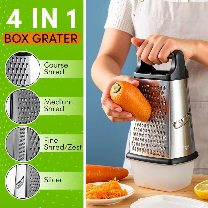 4-Sided Stainless Steel Box Grater With Container
