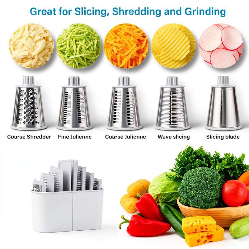 5-in-1 Rotary Cheese Grater & Vegetable Slicer